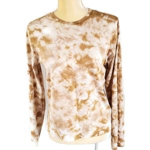 Anthropologie Mod-O-Doc Tie Dye Long Sleeve Beige Tan Ivory Top Womens Size 1